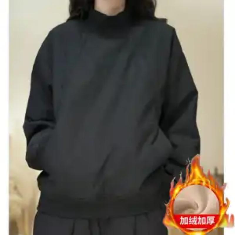 Autumn and Winter New Style Spliced Pullover Round Neck Casual Simple Solid Color Sweatshirt Design Long-sleeved Top