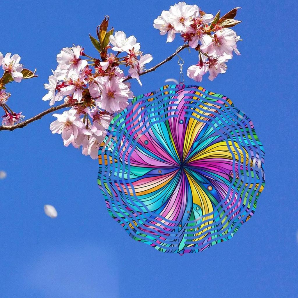 Handcrafted 3D Metal Wind Chime Mandala Floral Birds Design Outdoor Garden Patio Balcony Decor No Electricity Needed Weather Resistant