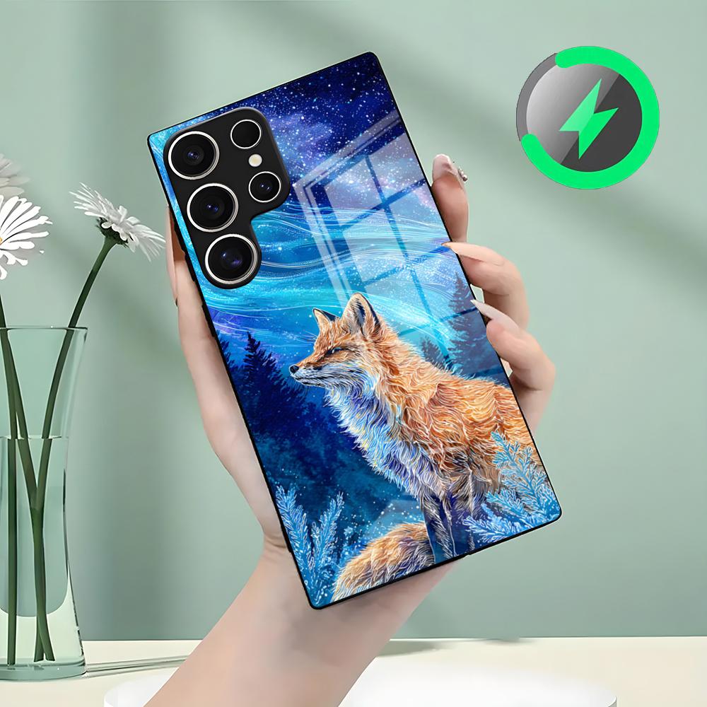 Чехол для телефона Manta «Космические лисы» Для Samsung S26 S25 S24 S23 S22 S21 S20 Edge Ultra Plus FE Для Magsafe Стеклянный чехол