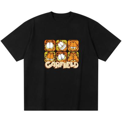 Garfield Модная футболка с мемом! Американская ретро свободная футболка с коротким рукавом, унисекс, оверсайз, парная футболка