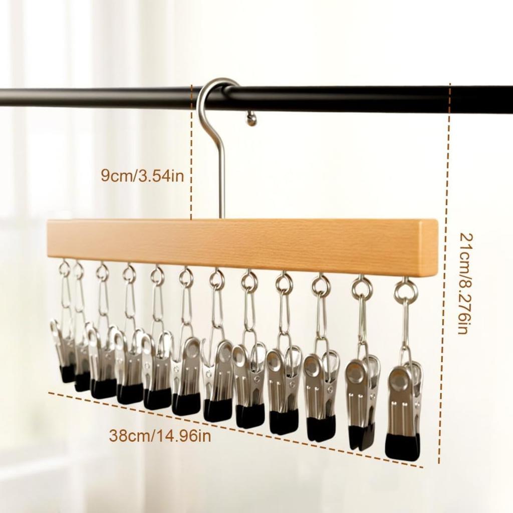 Closet Organizer with 12 Clips, 2026 Upgrade Space Saving Hanging Closet Organizer, Space-Saving Hat Scarf Clothespins