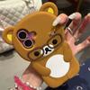 3D Чехол для телефона с милым медведем в очках для iPhone 16 Pro Max 15 14 13 12 11 X XS XR 8 7 6 6s Plus SE Мультяшный Мягкий Силиконовый Чехол
