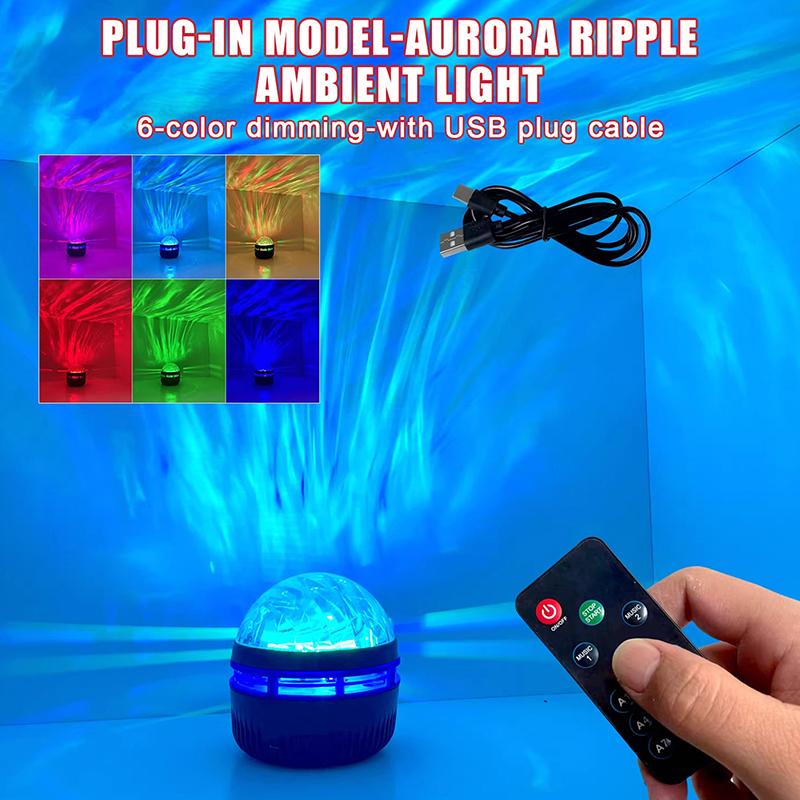 1Pc Led Northern Lights Projection Lamp,Aurora Borealis Effect,Remote Control,Usb Powered,Color-Changing Light,For Bedroom Decor