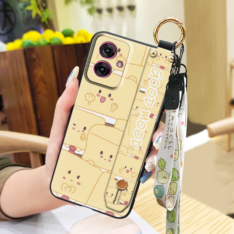 Silicone Cartoon Phone Case For MOTO G55 5G Anti-dust Phone Holder Cute Anti-knock Wrist Strap Soft case Fashion Design