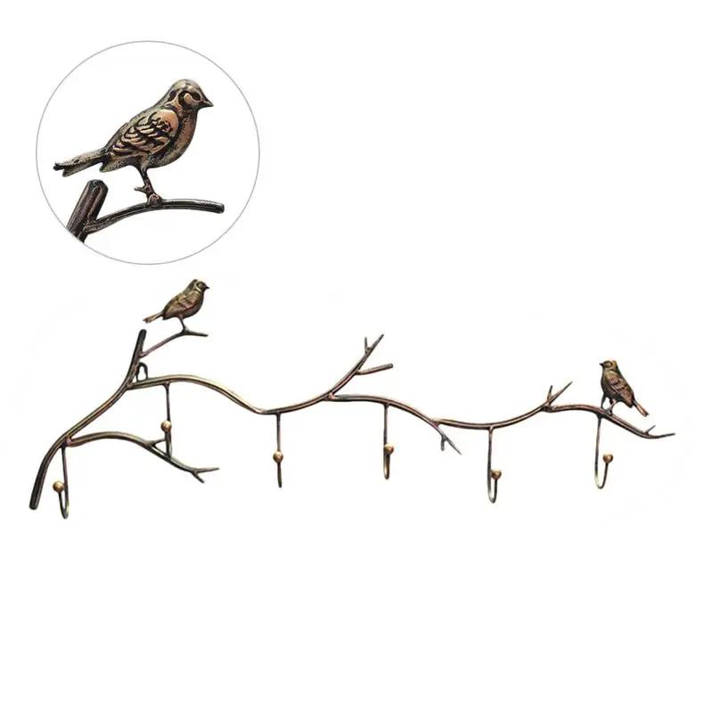 Кованая вешалка для птиц на дверь, вешалка для одежды, держатель для ключей, настенная вешалка для шляп, настенное украшение для кухни, 5 крючков