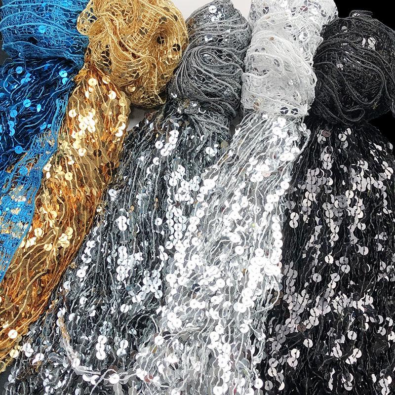 Отделка сценического костюма кружевом с пайетками и кисточками 40 см, 5,9 метра