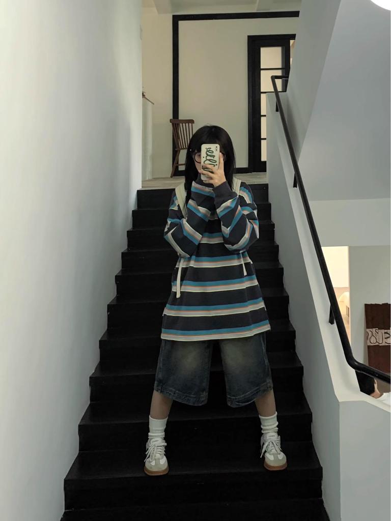 Унисекс Американские Ретро Свободные Джинсы Широкие Штанины - Летние Прямые Укороченные Брюки