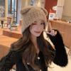 Women's Fashion Korean Style Autumn and Winter Warm Knitted Woolen Earflap Hat Ladies Cute Pullover Teddy Bear Hat