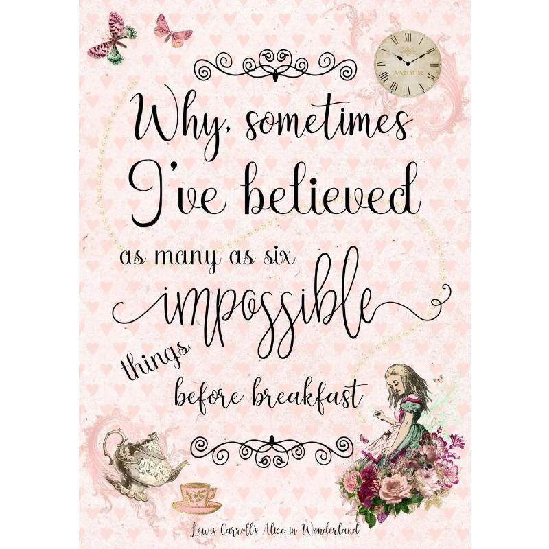 Cartoon Retro Colored Alice In Wonderland Inspirational Quote Poster Canvas Painting Wall Art for Living Room Kids Home Decor