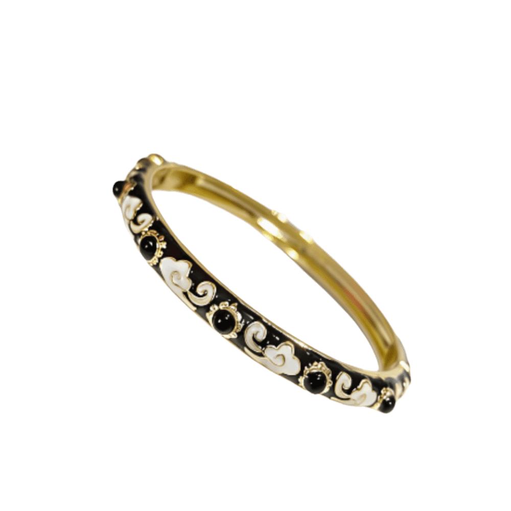 Enamel Chinese Cloisonne Bracelet Ethnic Style Classic Flower Texture Bracelet Open Cuff Vintage Women's Hand Bracelet