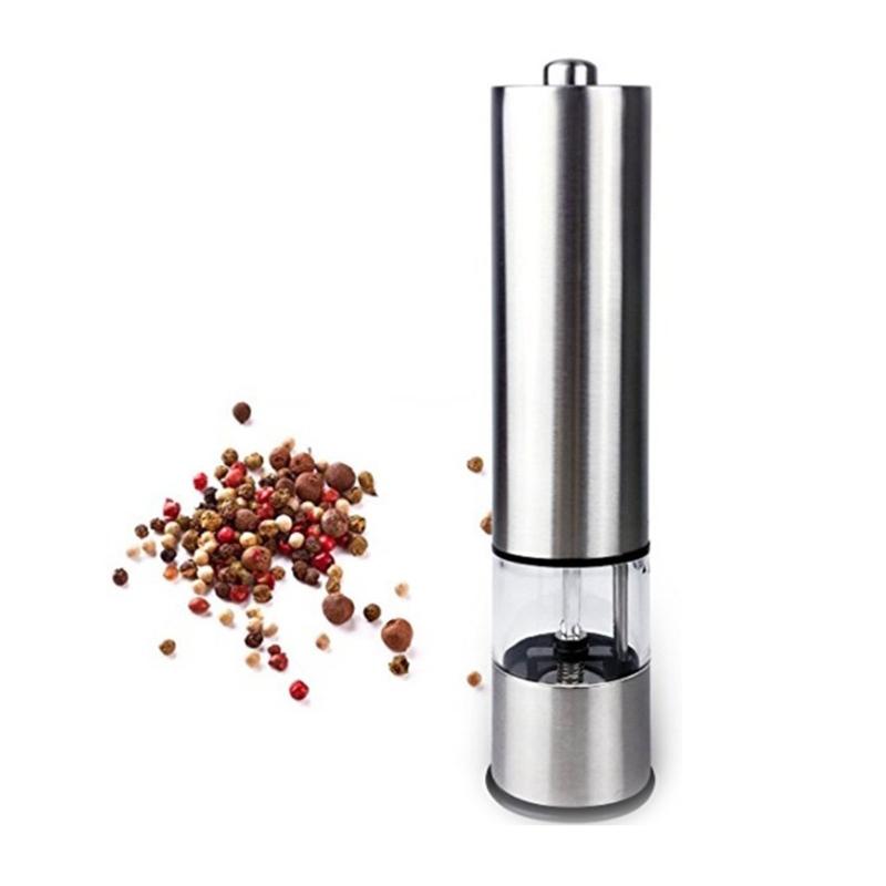 1 шт., электрическая мельница для соли и перца, автоматическая одноручная шлифовальная машина из нержавеющей стали с подсветкой и регулируемой степенью грубости