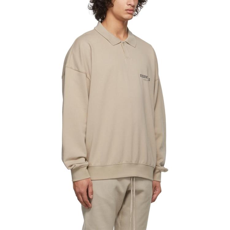 Fear Of God Essentials Dinosaur Series Polo Shirts Unisex Tan Polo Collar Moderate Straight Fit FOG-FW21-197