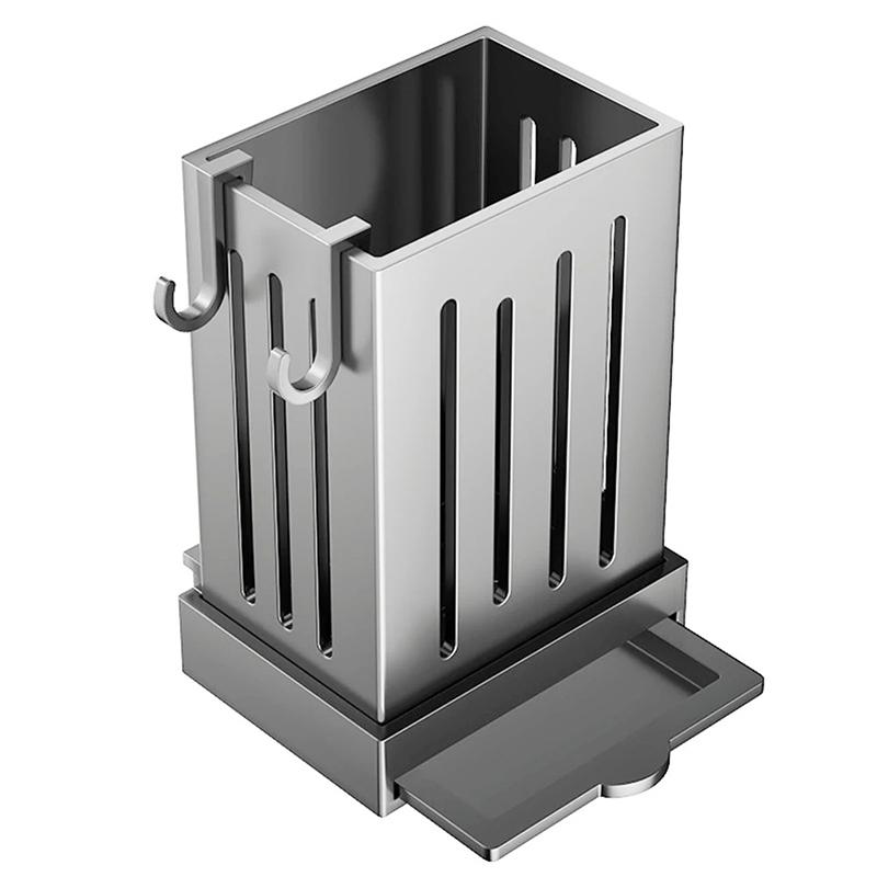 Цельная полка для кухонных принадлежностей - многофункциональный держатель для палочек для слива, настенный или отдельно стоящий ящик для хранения столовых приборов, пластик