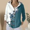Women's Fashion Casual Sweater Button-Up Print Cardigan  Hooded Jacket