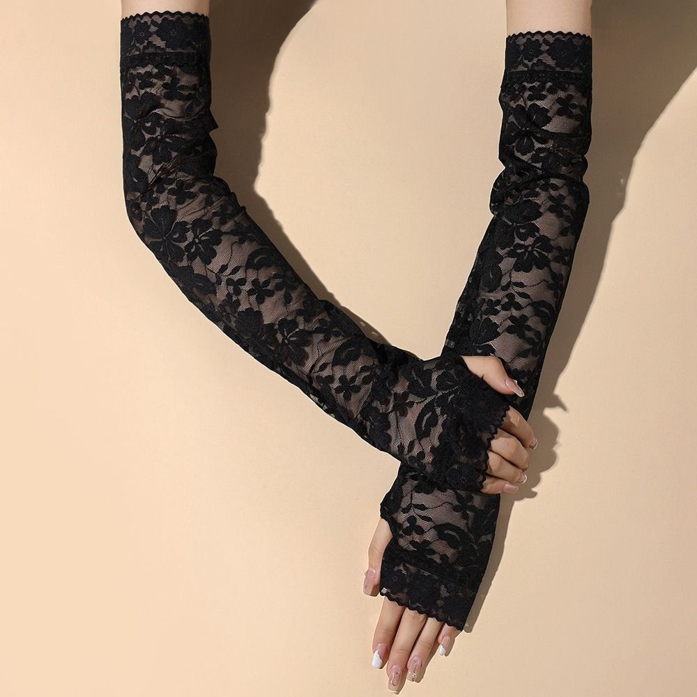 Утеплители Солнцезащитные Перчатки с Длинным Рукавом Защита от Солнца Сетчатые Кружевные Нарукавники Рукава из Ледяного Шелка