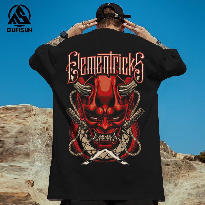 Мужские футболки с 3d японским принтом «Призрачный воин», мужская футболка, футболки в стиле хип-хоп, футболка большого размера, мужская одежда, винтажные уличные топы 2024