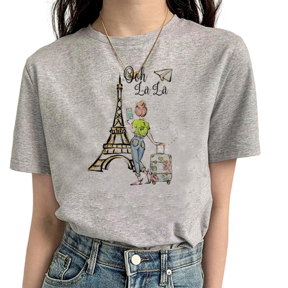 Paris Tshirt Women Y2K Streetwear T Shirt Girl Y2k 2000s Manga Clothes