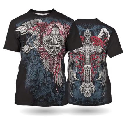 T-Shirt 3D Eagle Printed Streetwear Short Sleeve Width Loose T-Shirt Pullover Y2 Men