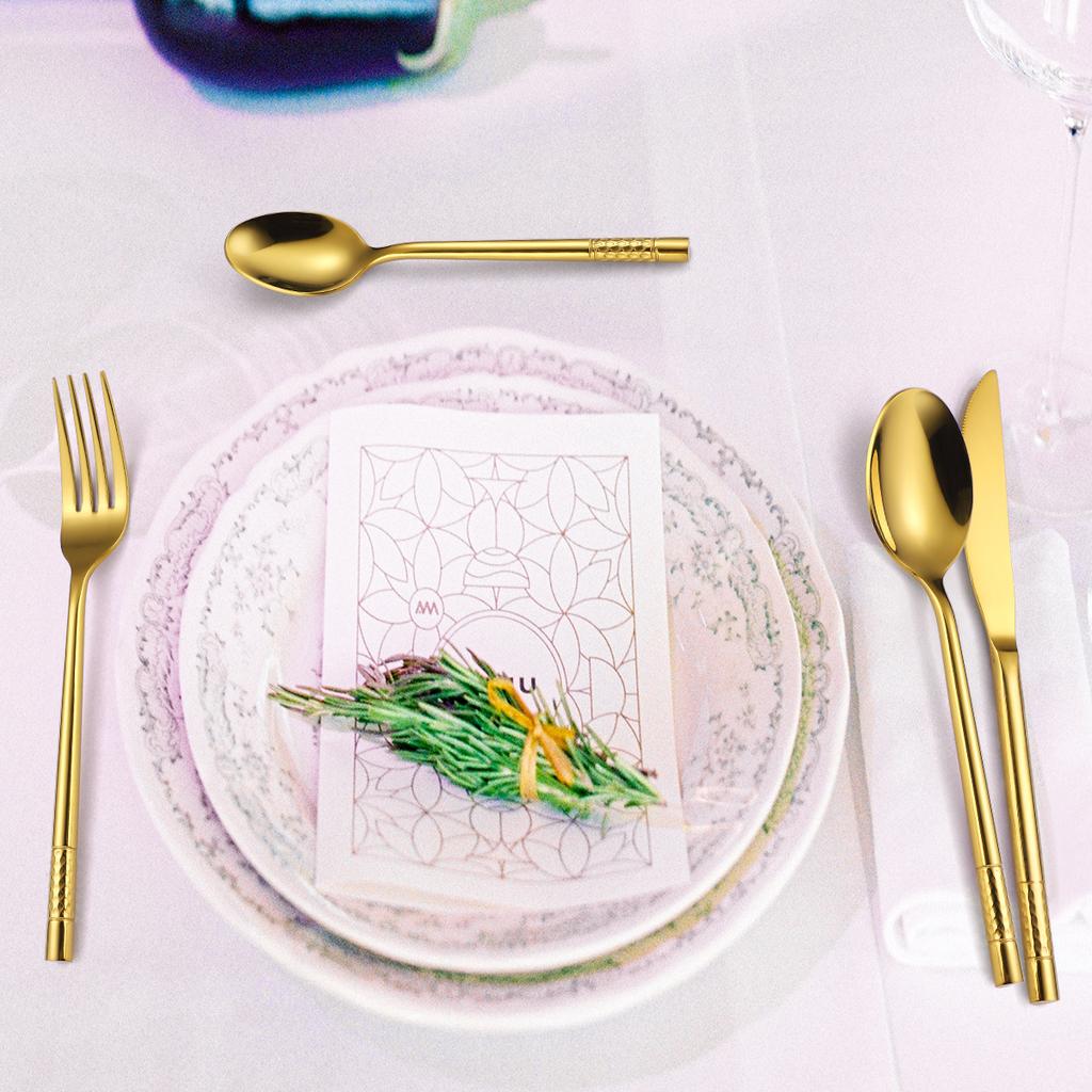 430 нержавеющая сталь утолщенный молотковый наконечник круглая ручка столовые приборы набор из 4 предметов западная кухня нож для стейка вилка ложка YSH-5-4PS