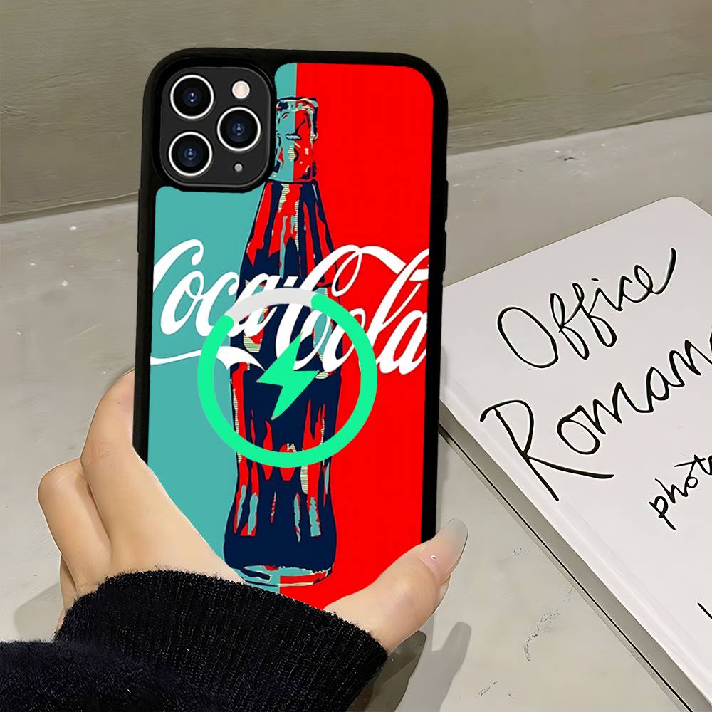 C-CocaS-Модный чехол для телефона в стиле Кола Для IPhone 17 16 15 14 13 12 11 Pro Max Mini Для Magsafe Магнитная Беспроводная Зарядка
