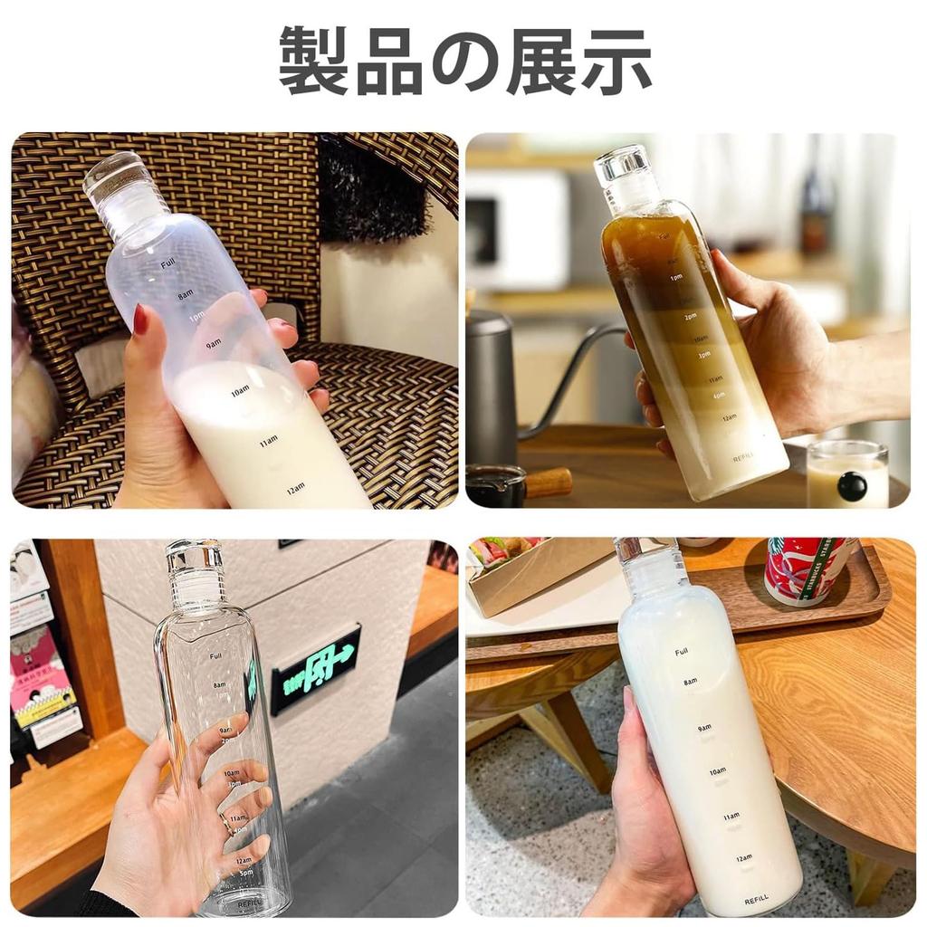 Стеклянная бутылка для питьевой воды 500 мл с отметкой времени Для взрослых и для горных детей, легкая и портативная, не содержит бисфенол-А,