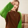 TUHUANG Women's Colorblock Twisted Knit Wool Sweater