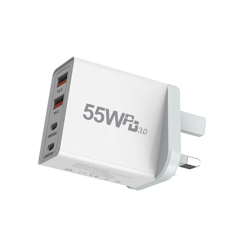 55 Вт GaN USB-зарядное устройство Быстрая зарядка EU/US/UK/AU Вилка Адаптер для зарядки телефона Для iPhone Xiaomi Samsung QC 3.0 Type C PD Настенное зарядное устройство