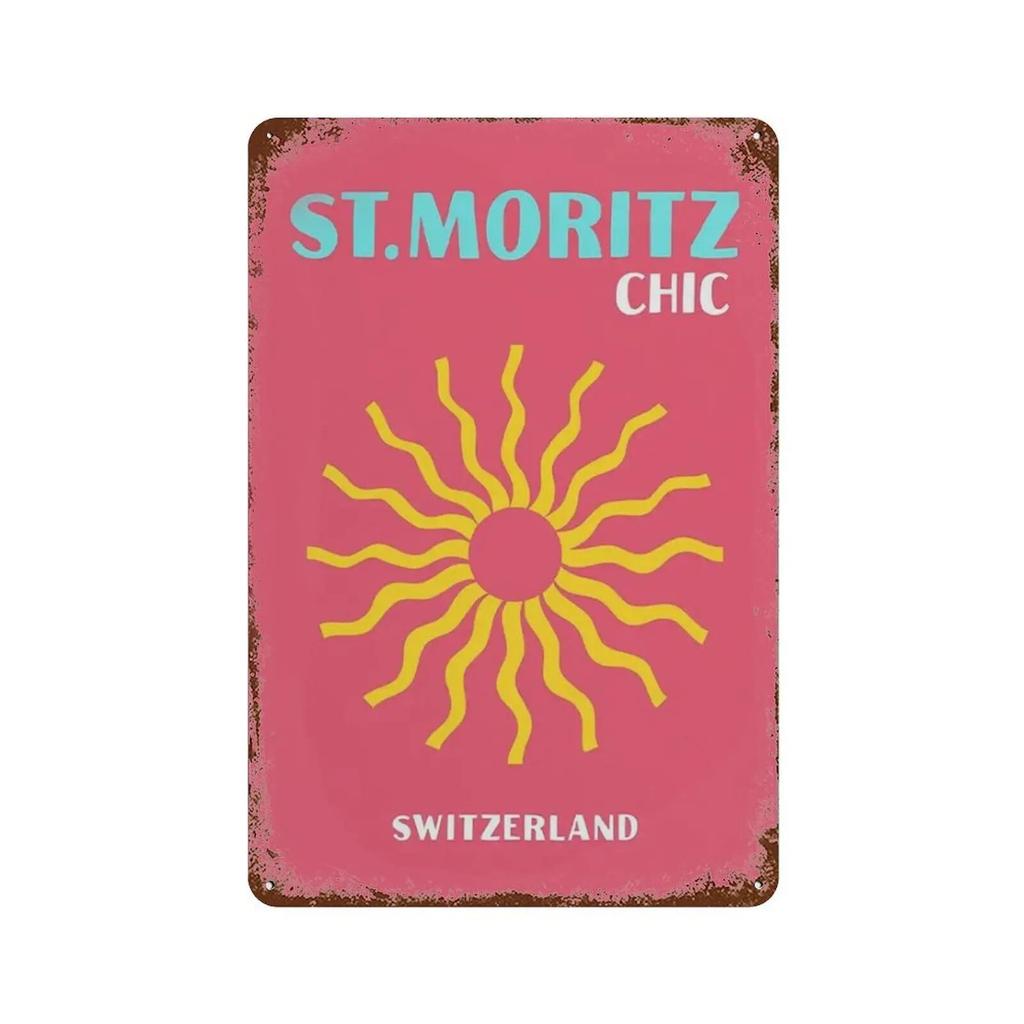 Vintage Metal Signs Decor Modern Scenic Travel Mykonos Palm Miami Wall Art Poster Prints Boho Maximalist Style Picture