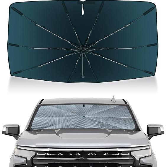 Автозаказ Солнцезащитный Зонт на Лобовое Стекло Для -2026 Chevrolet Silverado/GMC Sierra Аксессуары, Улучшенный Материал Ледяной Кристалл, Легко Устанавливаемый Зонт