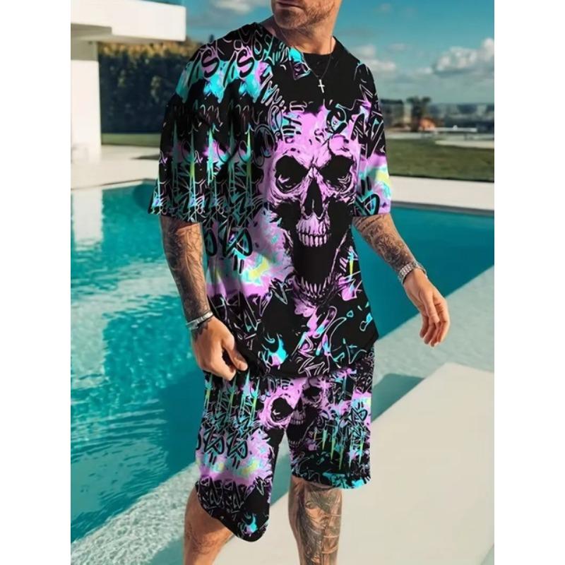 Футболка с коротким рукавом с принтом «Король Лев» 3D, шорты, комплект из 2 предметов, летняя мужская мода, уличная мода, повседневный костюм с коротким рукавом