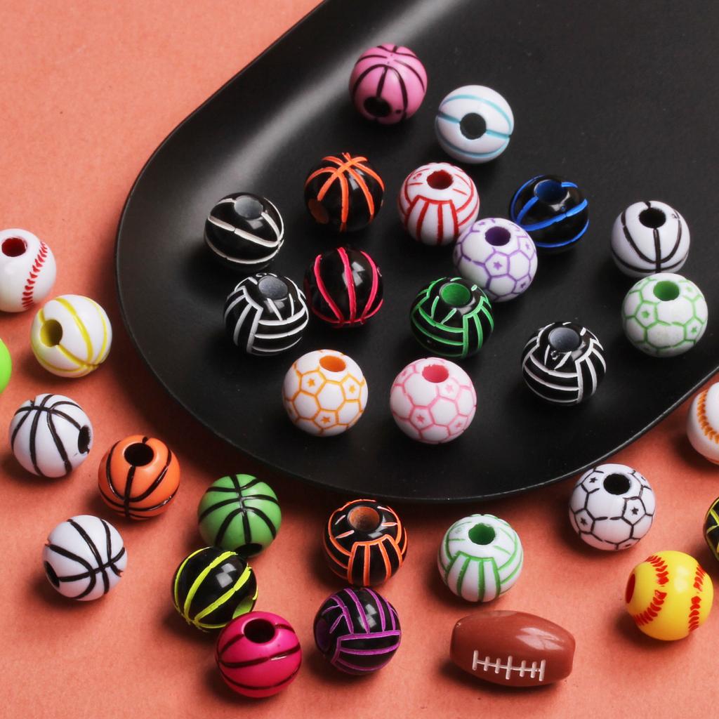 11 мм акриловые свободные бусины браслеты принадлежности для изготовления ювелирных изделий футбольные бусины с отверстием 5 шт. футбольные мячи подвески круглые 15,5 мм баскетбол уникальный