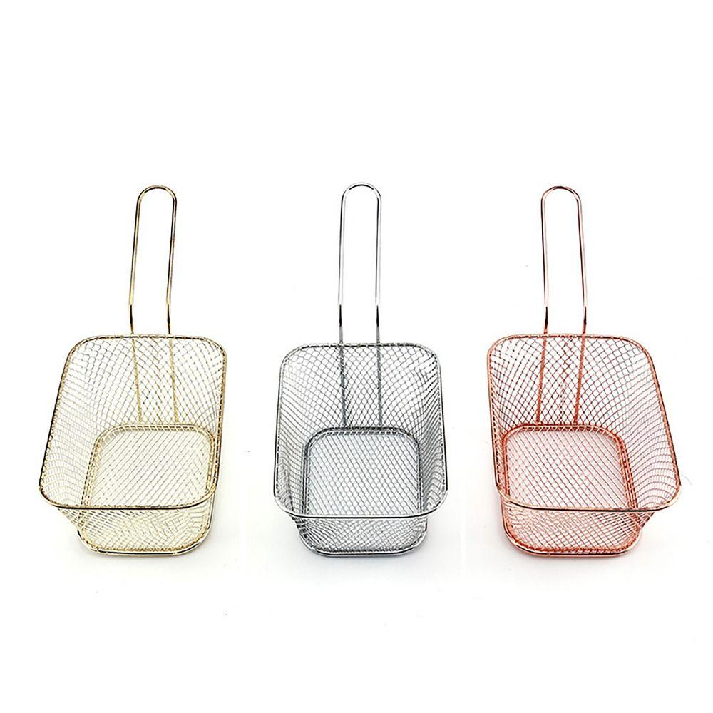 Stainless Steel Frying Basket Oil Separated French Fries Holder for Canteen Kitchen