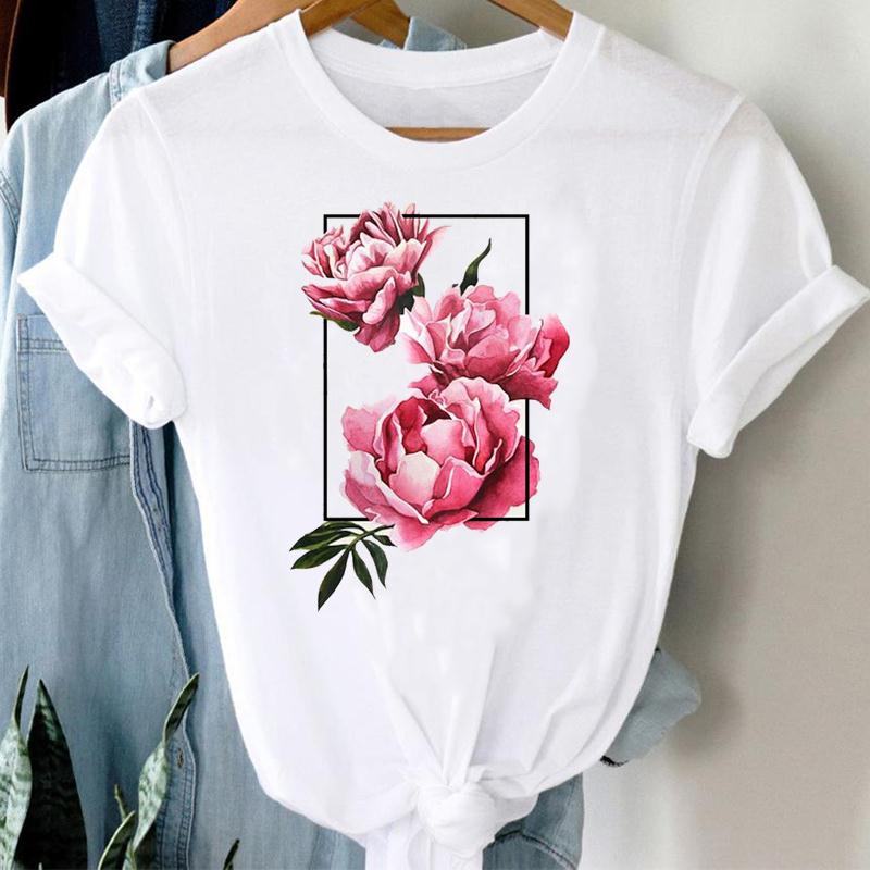 Цветок Подсолнуха Акварель Симпатичные 90-х годов Женская летняя модная футболка с коротким рукавом с принтом Футболка Леди Женская одежда Повседневная футболка с рисунком