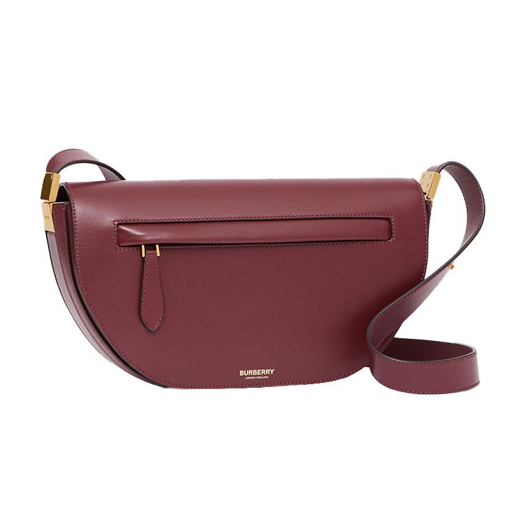 Burberry Olympia Adjustable Shoulder Strap Leather Half Moon Bag Women Shoulder Bag Burgundy 80347171