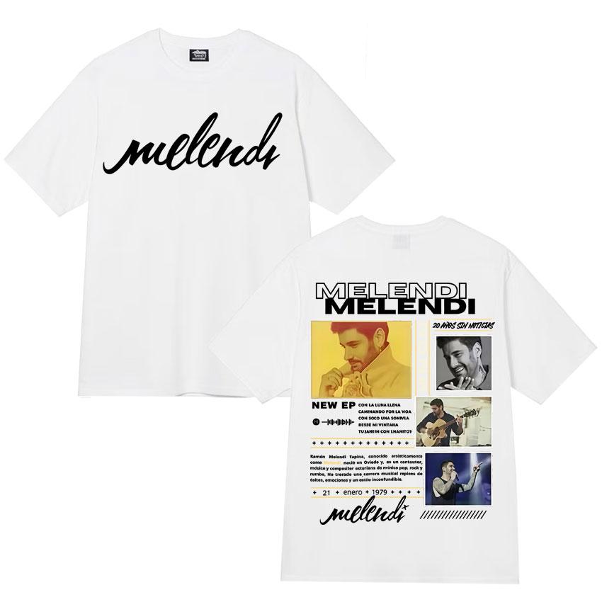 Rapper Melendi Tour 2025 Double Sided Graphics T Shirts Mens Fashion Cotton Tshirt Cozy Oversized Short Sleeve T Shirt Fans Gift