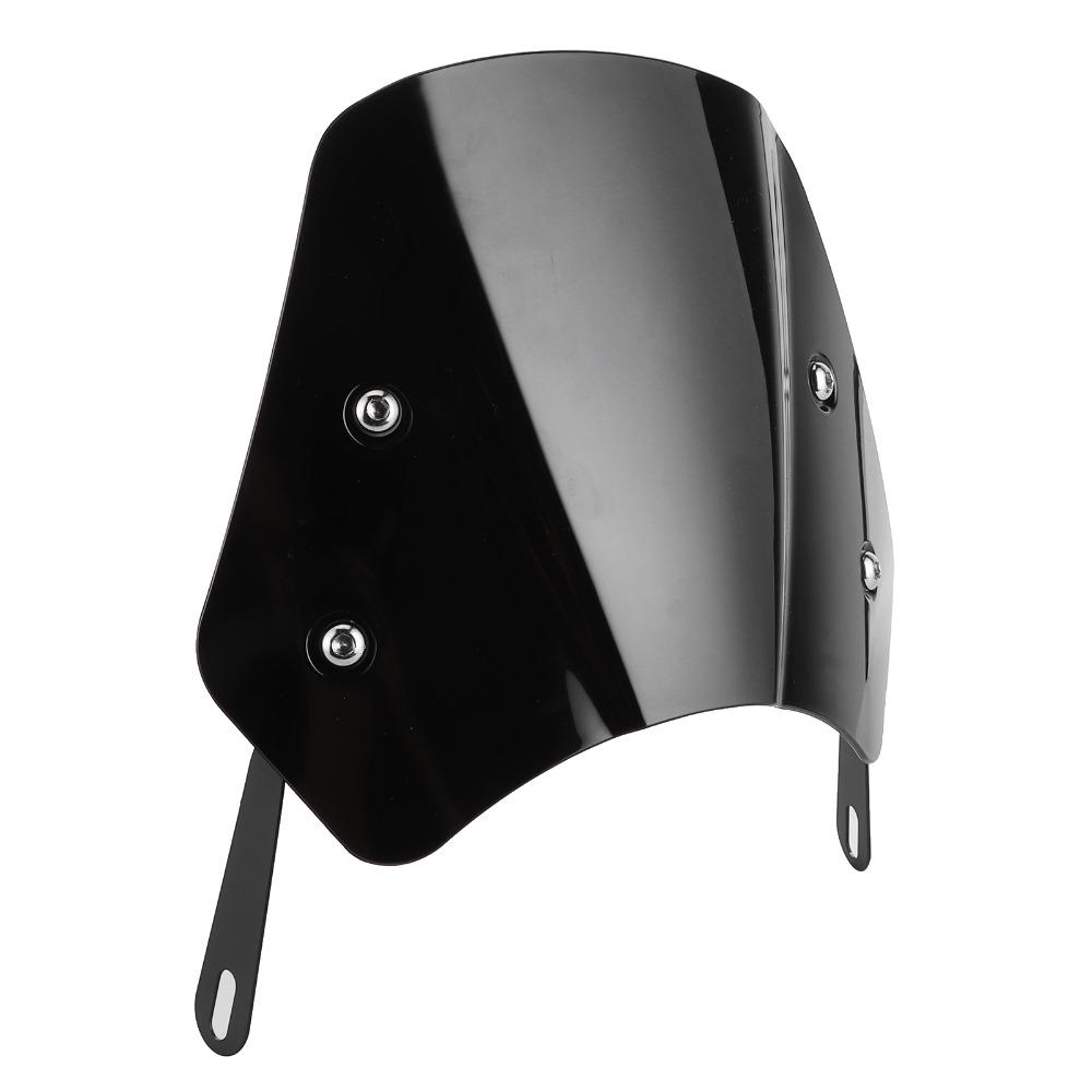 Black Windshield Fairing With Mounting Bracket Universal Wind Deflector Retro Style Use