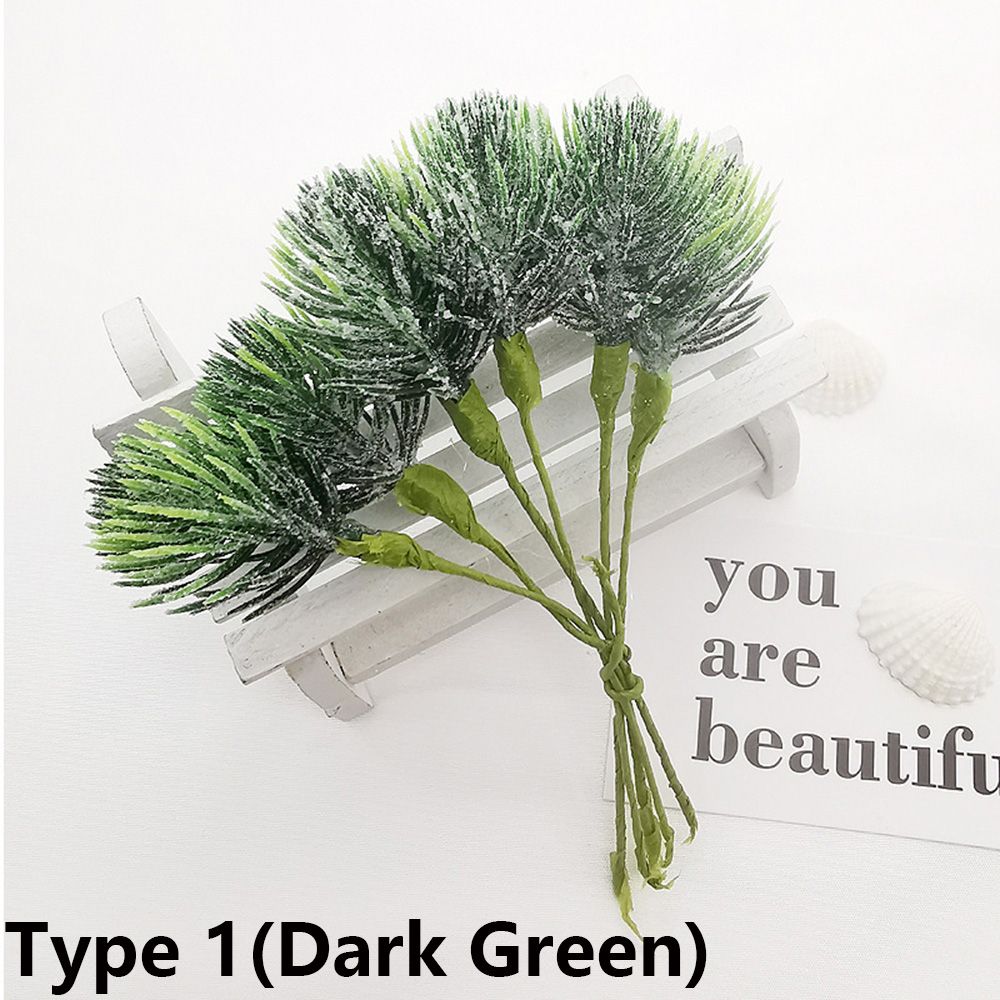 6PCS/Bundle DIY Home Decor Xmas Ornament Simulation Plants Faux Grass Pine Artificial Flowers