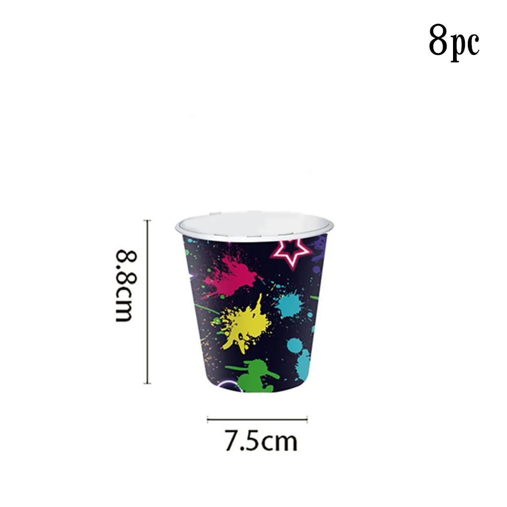 Neon Theme Party Disposable Tableware Set Colorful Graffiti Paper Plates Napkins Cups Kids Happy Neon Birthday Party Decoration