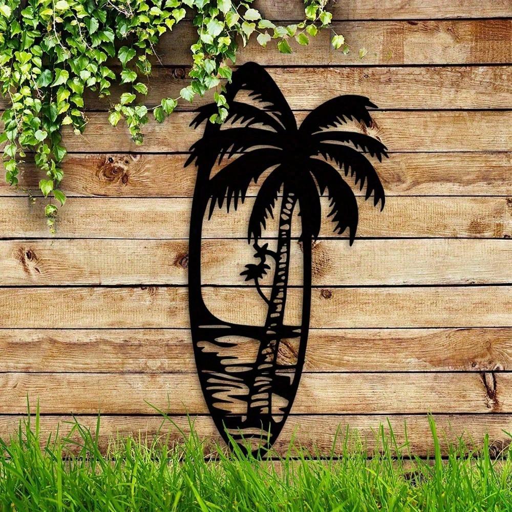 Chic Surfboard Metal Wall Art - Ocean-Themed Beach Decor For Indoor/Outdoor, Perfect Holiday Gift For Halloween, Easter, Thanksgiving & Birthdays