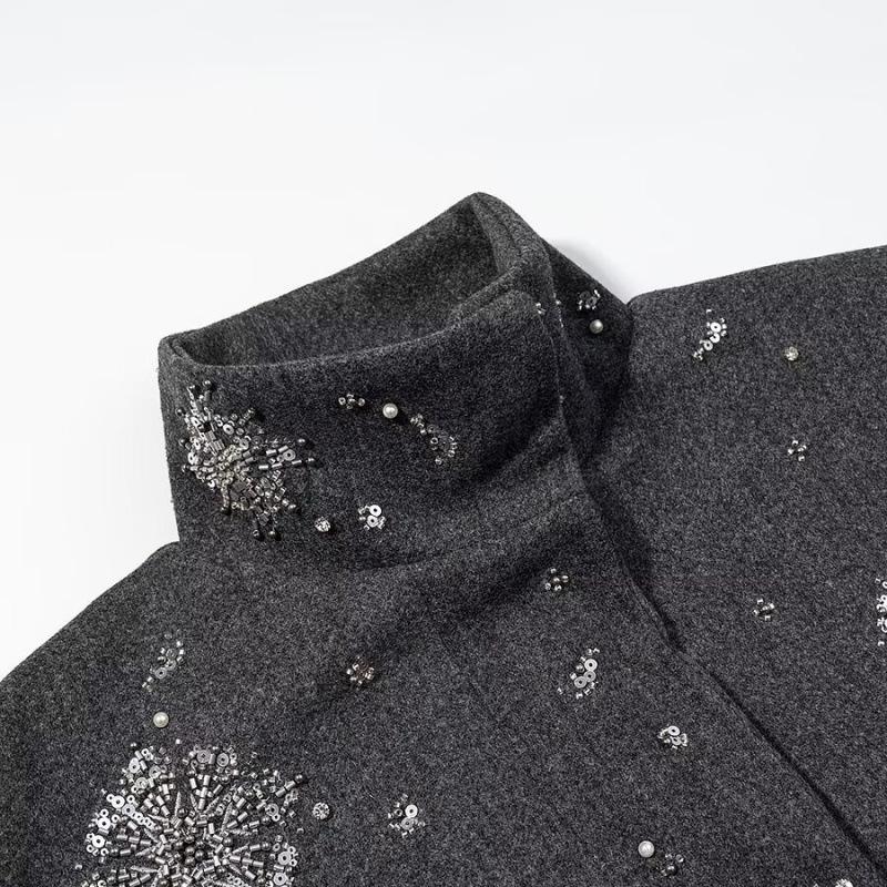 Зимняя шерстяная куртка в европейском и американском стиле с пайетками, 2025