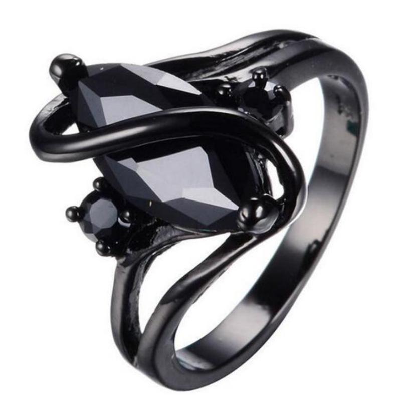 Кольцо унисекс с бриллиантовой инкрустацией, черное золото, конский глаз, S-образное кольцо, ретро-минималистичные аксессуары для рук с кристаллами