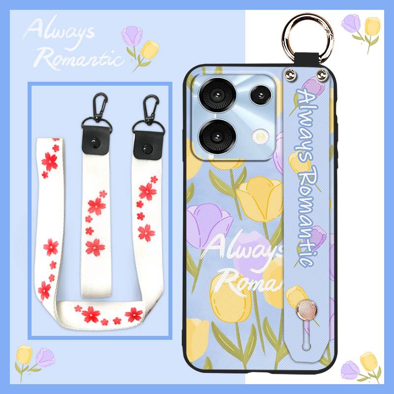 Flower Shockproof Phone Case For UMIDIGI G9 5G/Note9 5G Ring Silicone Fashion Design Dirt-resistant Anti-dust Kickstand