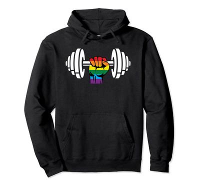 Худи с принтом радужного флага ЛГБТ-прайда и гантелей