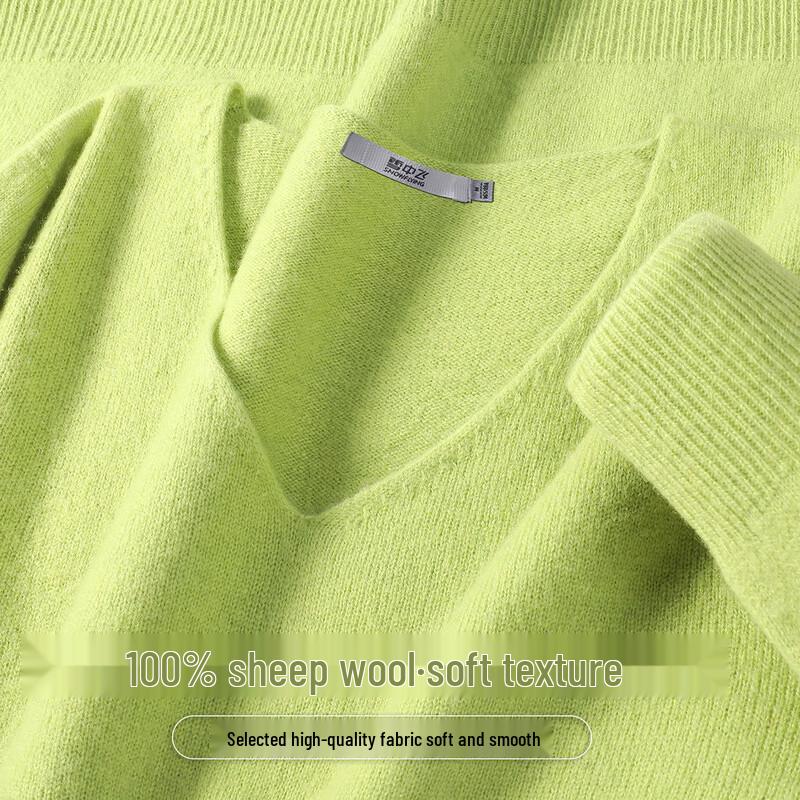 SNOWFLYING Женский базовый трикотажный свитер с V-образным вырезом из 100% мериносовой шерсти