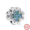 925 Copper Four Leaf Clover Family Tree Coconut Tree Star Cactus Green Series Beads Fit Original Pantaro Charms Bracelet Zircon