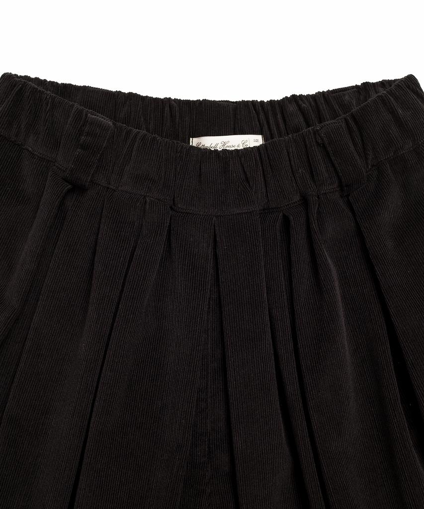 COTTON BELL Volume Pleated Corduroy Pants - Black