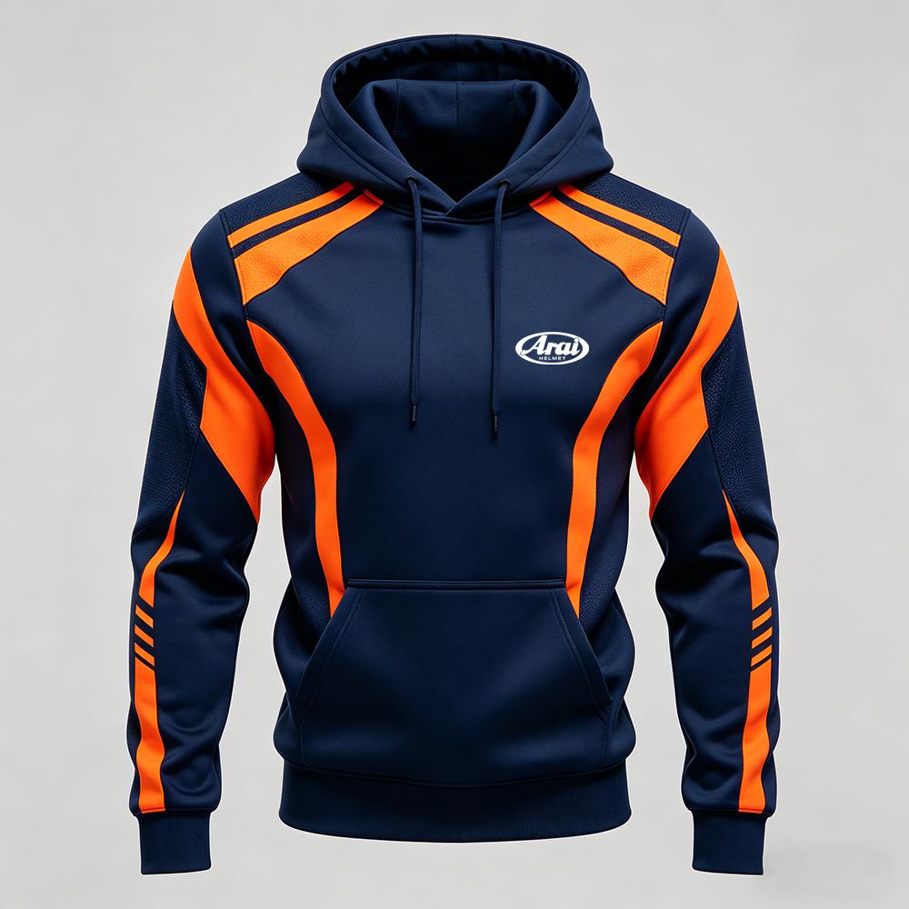 Men's Arai Racing Hoodie - Red/Black/White Color Block Motorsport Sweatshirt