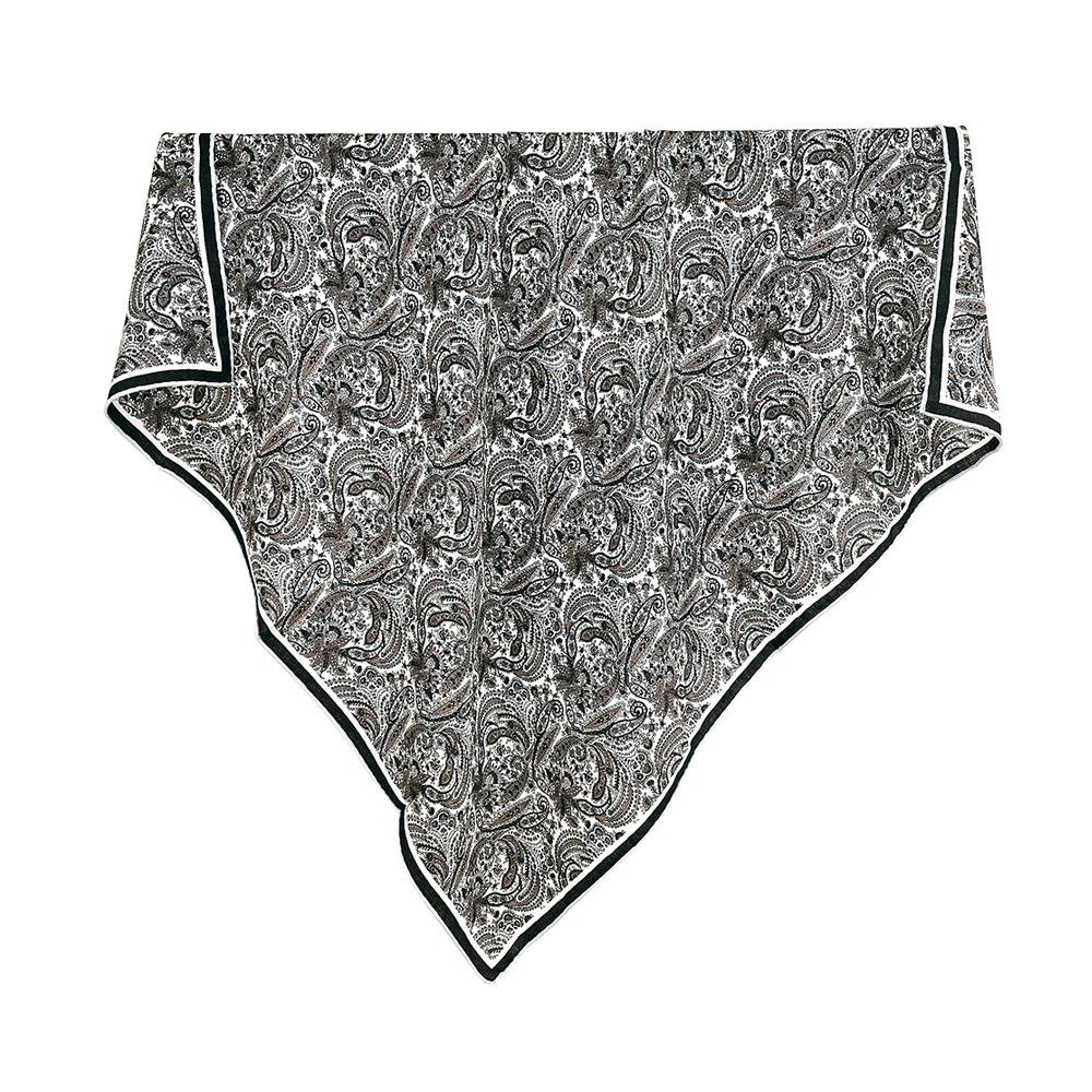 88cm Blue Paisley Silk Wool Square Scarf: Double-Sided Print, Warm Velvet Shawl, Versatile European & American Style.