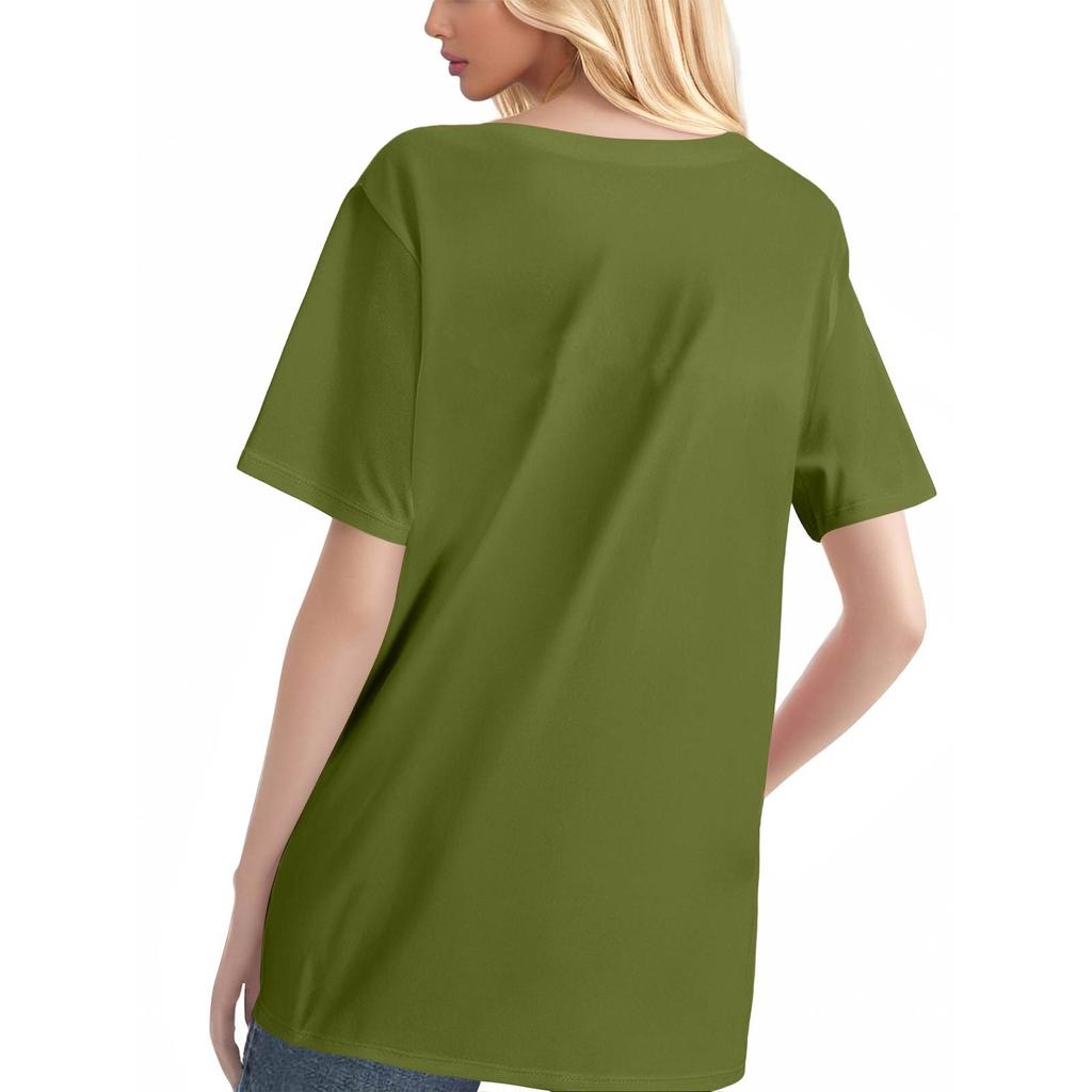 Women's Fashion Round Neck Short Sleeve T-Shirt Sunflower Printed Casual Top