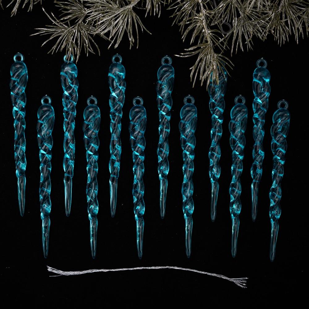 Twisted Water Drop Design Christmas Tree Pendants Acrylic Snowflake Ornaments Set Home Decoration